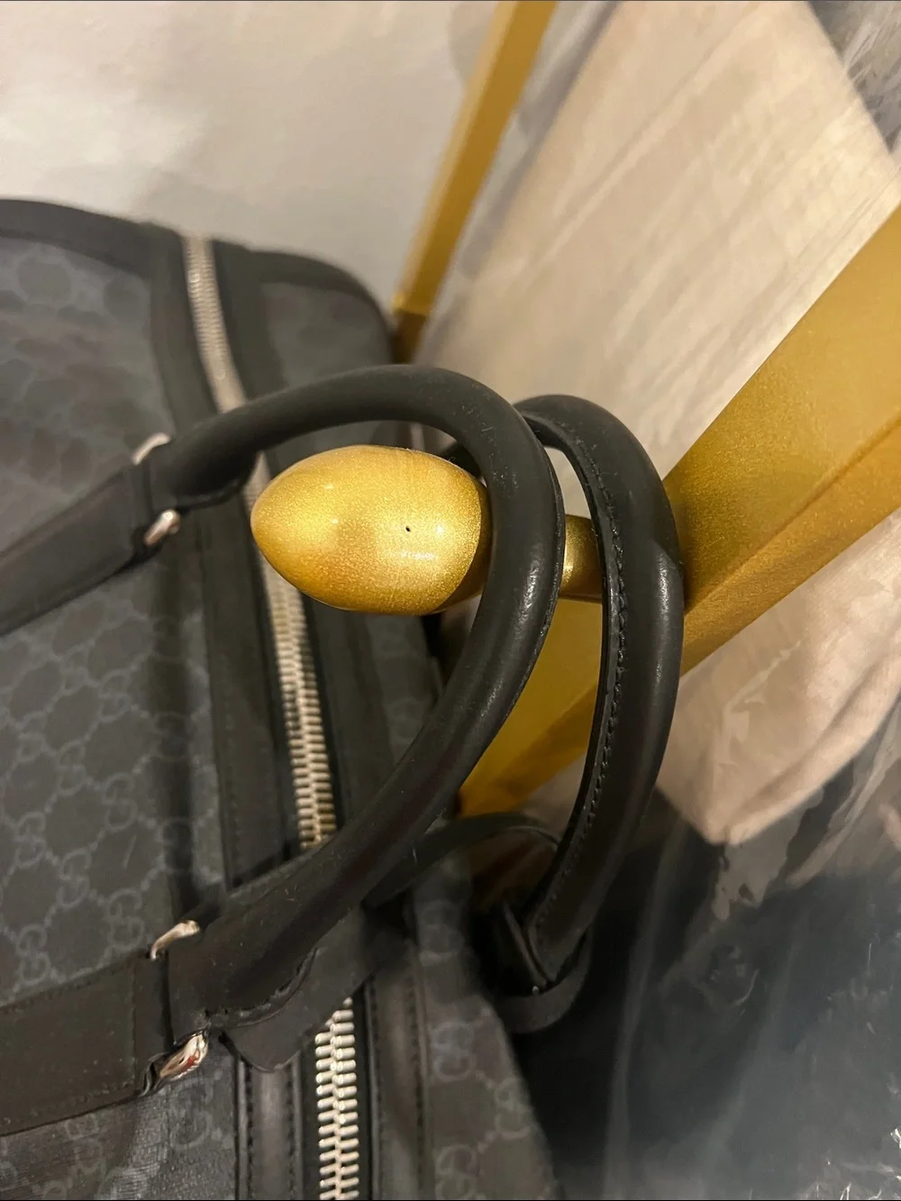 Gucci Black Designer Monogram Travel Duffel Bag